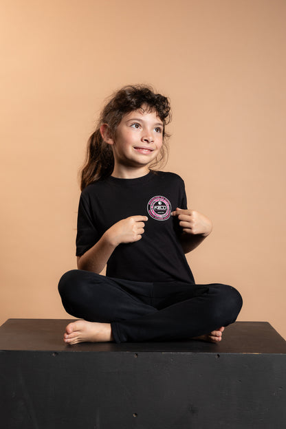 RT KIDS T SHIRT BLACK & ROSE